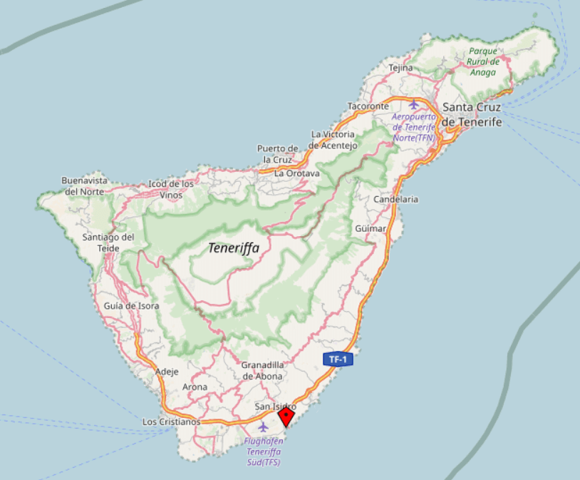 Teneriffa Sehensw&uuml;rdigkeiten Lage von El Medano