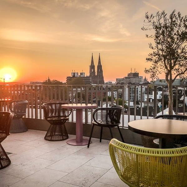 K&ouml;ln Unterkunft 25 Hours Hotel Dom Panorama Fr&uuml;hst&uuml;ck Sonnenaufgang