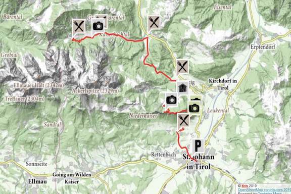Wilder Kaiser Koasa Trail Wandern Etappe 1 Gesamt&uuml;bersicht Karte Wanderweg