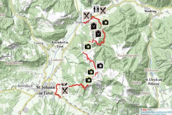Wilder Kaiser Koasa Trail Wandern Etappe 4 Routenverlauf Karte
