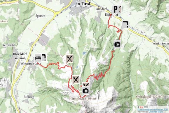 Wilder Kaiser Koasa Trail Wandern Etappe 5 Routenverlauf Karte