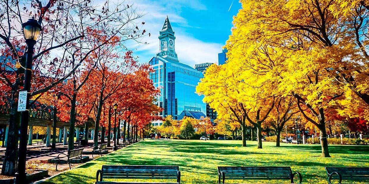 Boston USA Sehenswürdigkeiten im Indian Summer Skyline