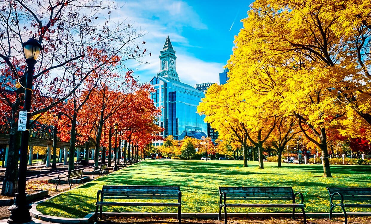 Boston USA Sehenswürdigkeiten im Indian Summer Skyline