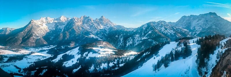 Bergpanorama Pillerseetal vom Jakobskreuz der Buchensteinwand