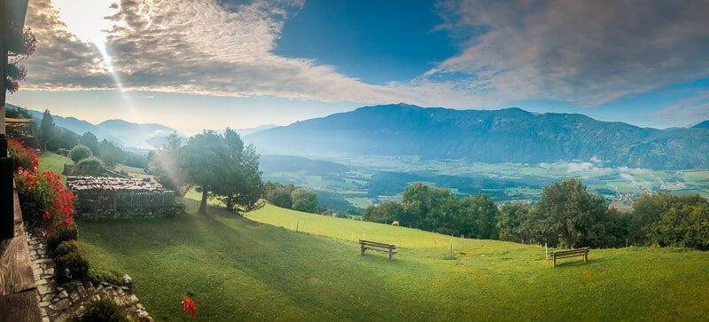 Ausblick vom Gasthof Kolmwirt auf dem H&uuml;hnersberg