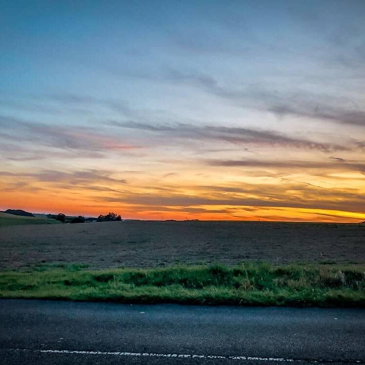 Sonnenuntergang auf dem Panoramaradweg Niederbergbahn im Ruhrgebiet