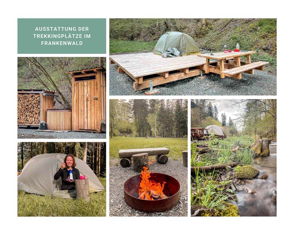 Frankenwald Trekkingpl&auml;tze Ausstattung und Zelt Plattformen