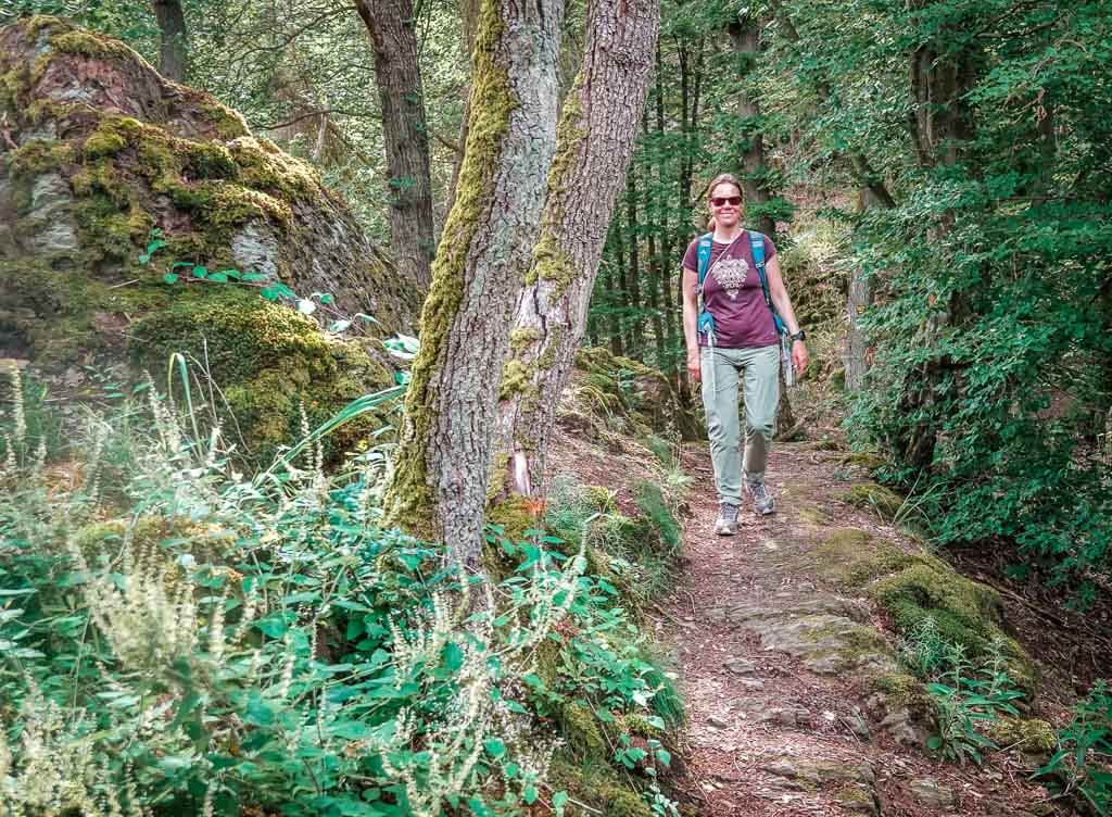 Wandern in Westerwald auf einem Waldpfad zum B&auml;renkopp
