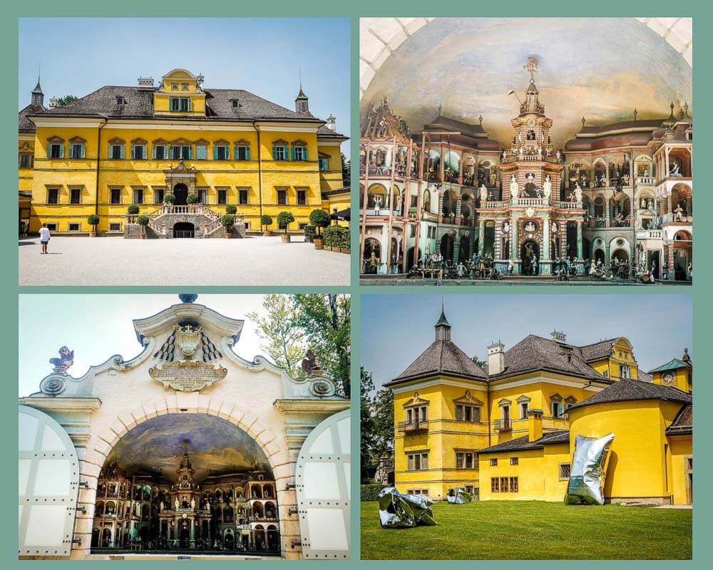 Salzburg Schloss Hellbrunn mit mechanischem Theater und Schlossfassade