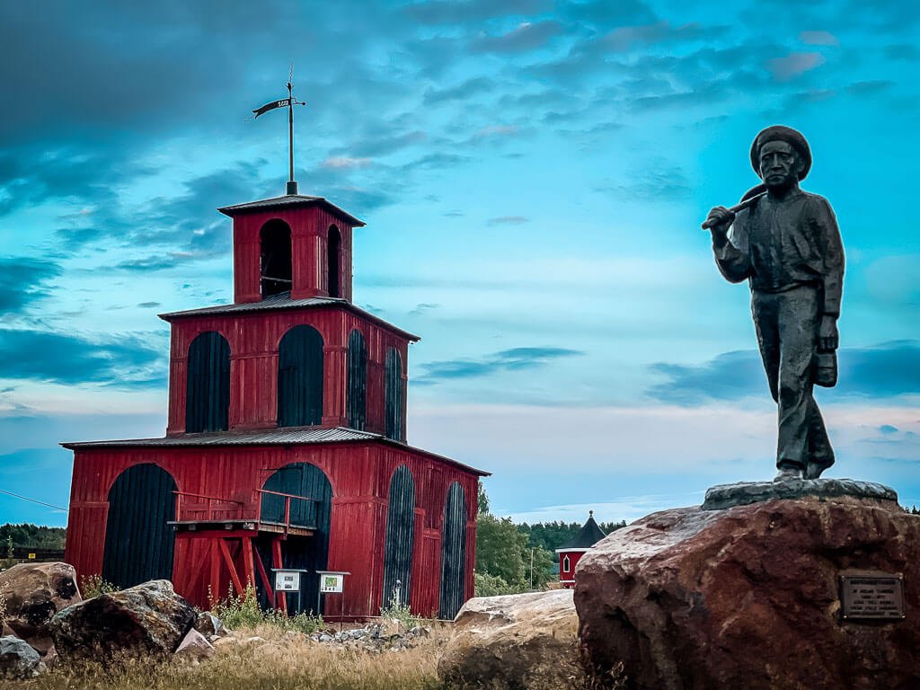 Dalarna Falun Historische Zechengeb&auml;ude der Kupfermine