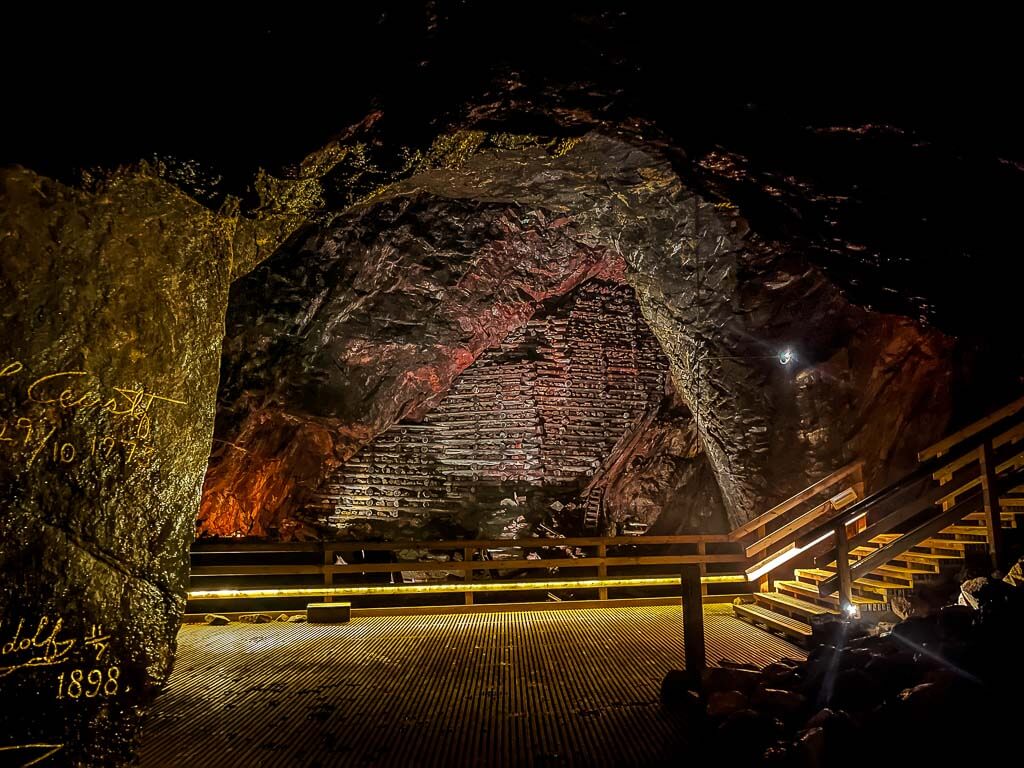 Die Kupfermine von Falun in Dalarna unter Tage