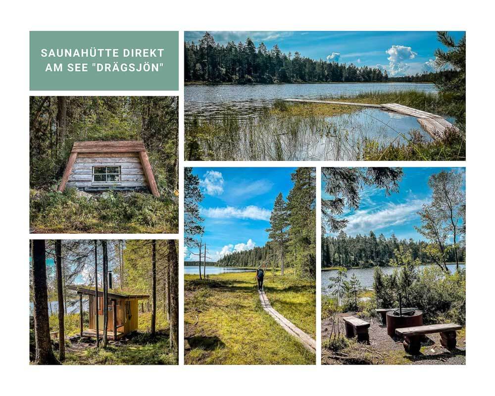Saunah&uuml;tte am See Dragsj&ouml;n im Gyllbergen Naturreservat bei Borl&auml;nge