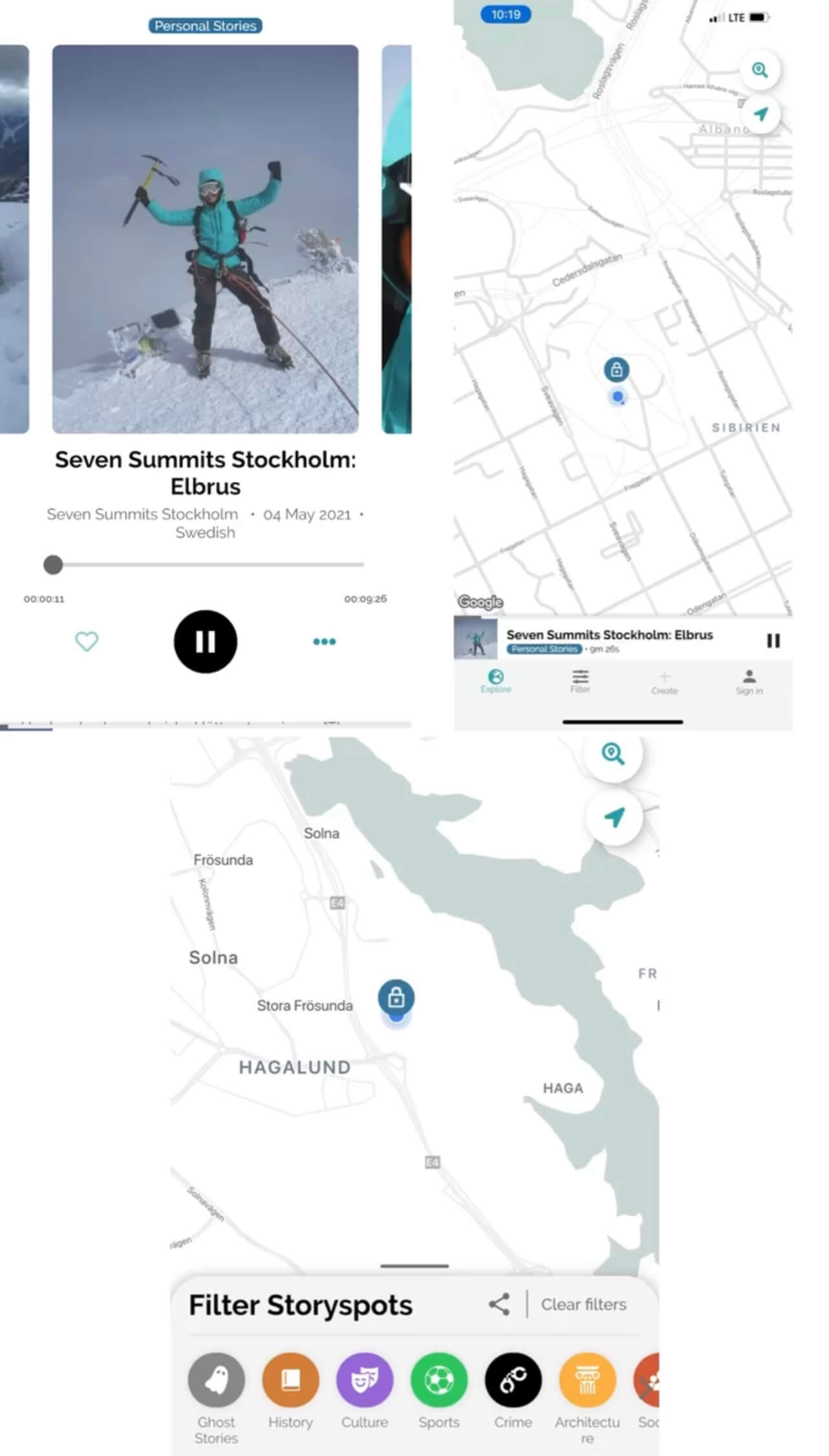 Storyspots App mit Seven Summits of Stockholm Challenge