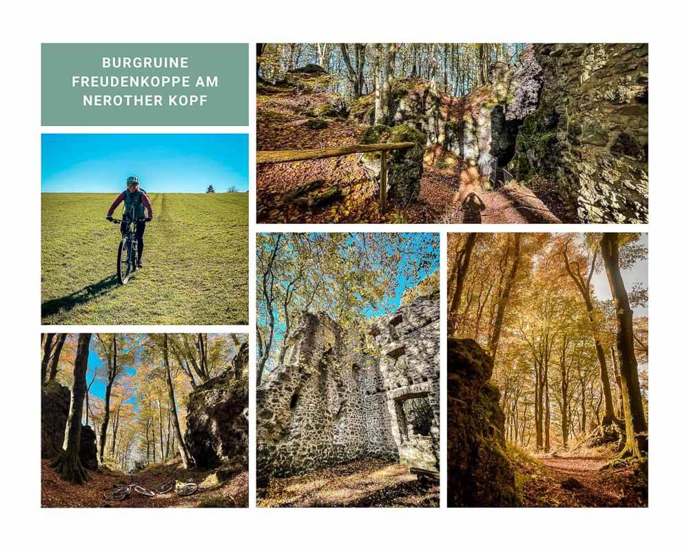Mountainbiken in der Vulkaneifel zur Burgruine Freudenkoppe am Nerother Kopf