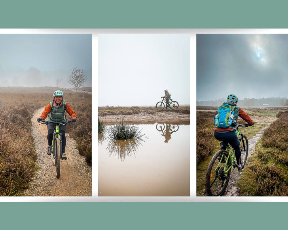 Couchflucht beim Mountainbiken in der nebligen Heidelandschaft bei Ermelo