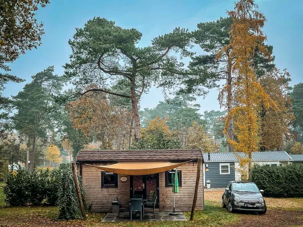 Woodlodge auf dem Campingplatz De Haeghehorst in der Veluwe-Region