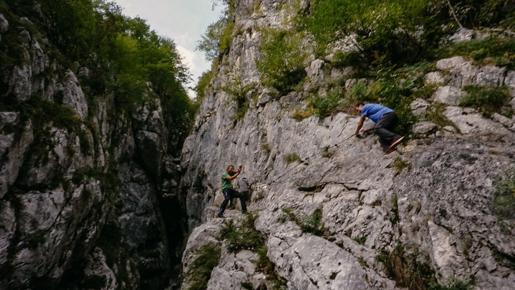 Klettersteig im Soca Tal auf dem Weg zur Soca Quelle