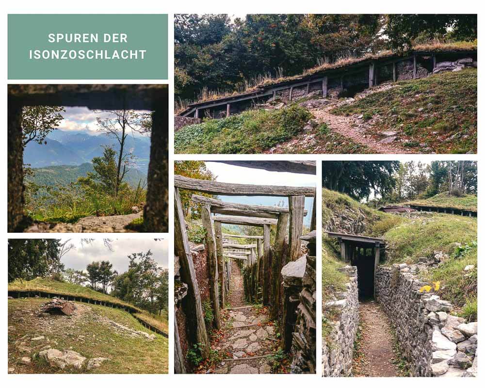 Sch&uuml;tzengr&auml;ben und alte Stellungen im Freilichtmuseum am Monte Kolovrat