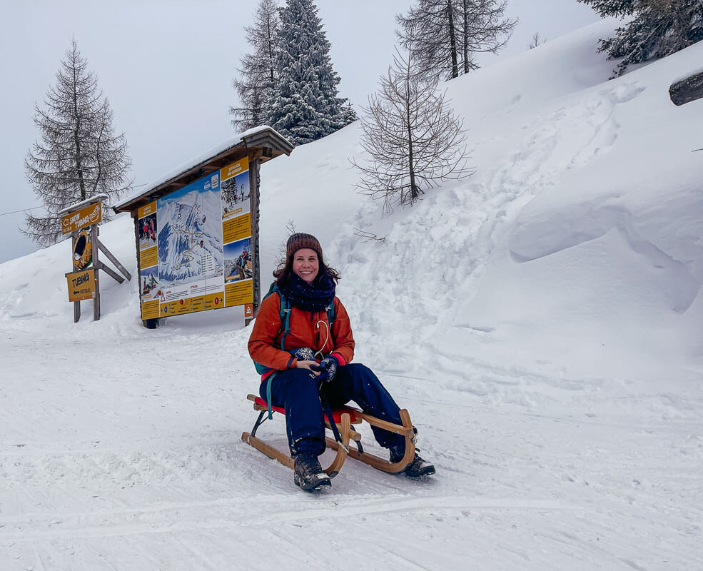Couchflucht beim Rodeln in Gerlosstein im Zillertal