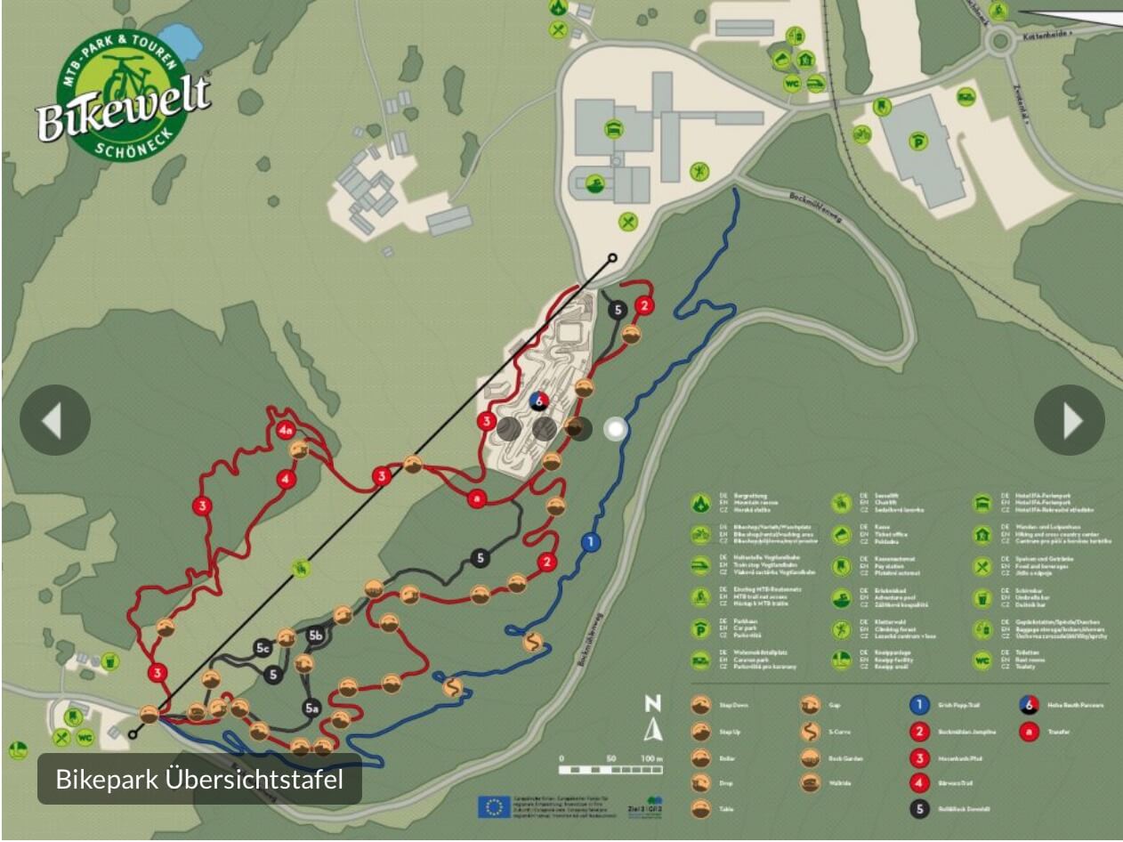 Bikepark Sch&ouml;neck - &Uuml;bersichtskarte der Trails