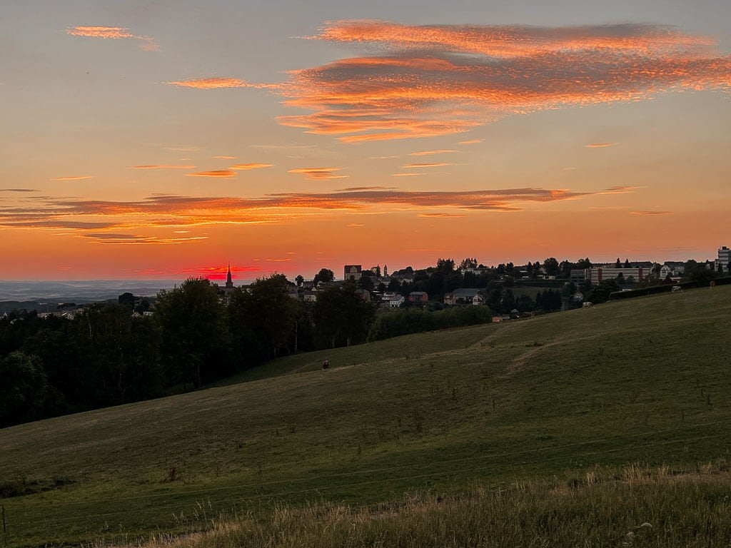 Sonnenuntergang in Sch&ouml;neck im Vogtland
