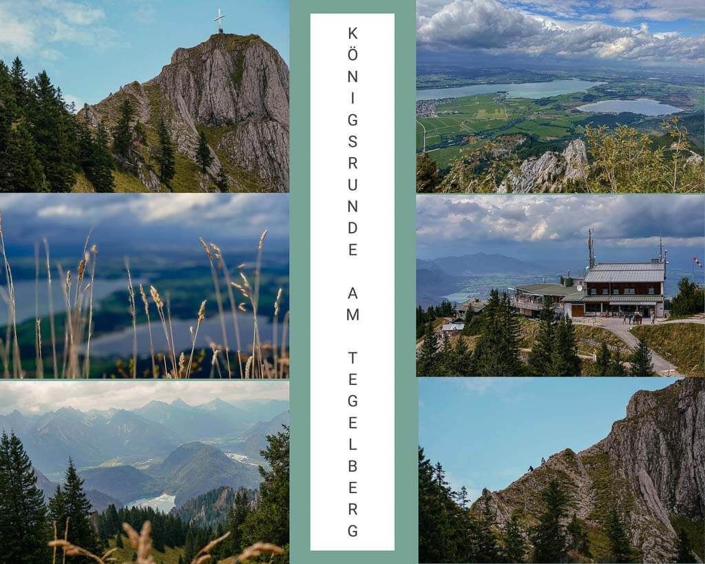 Berg- und Seepanorama beim Wandern auf der K&ouml;nigsrunde am Tegelberg