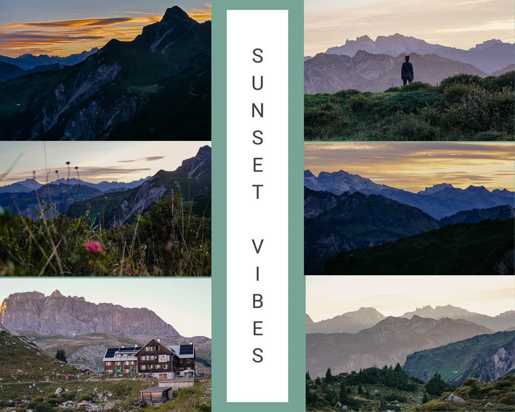 Sonnenuntergang an der Freiburger H&uuml;tte am Lechweg