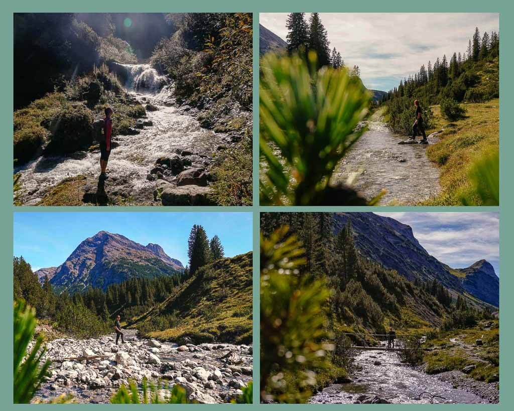 Lechweg wandern in der Berglandschaft von Lech am Arlberg zum Formarinsee