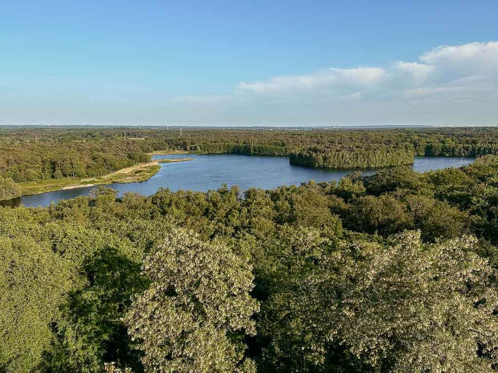 Ausblick auf die Sechs-Seen-Platte vom Aussichtsturm Wolfsberg in Duisburg