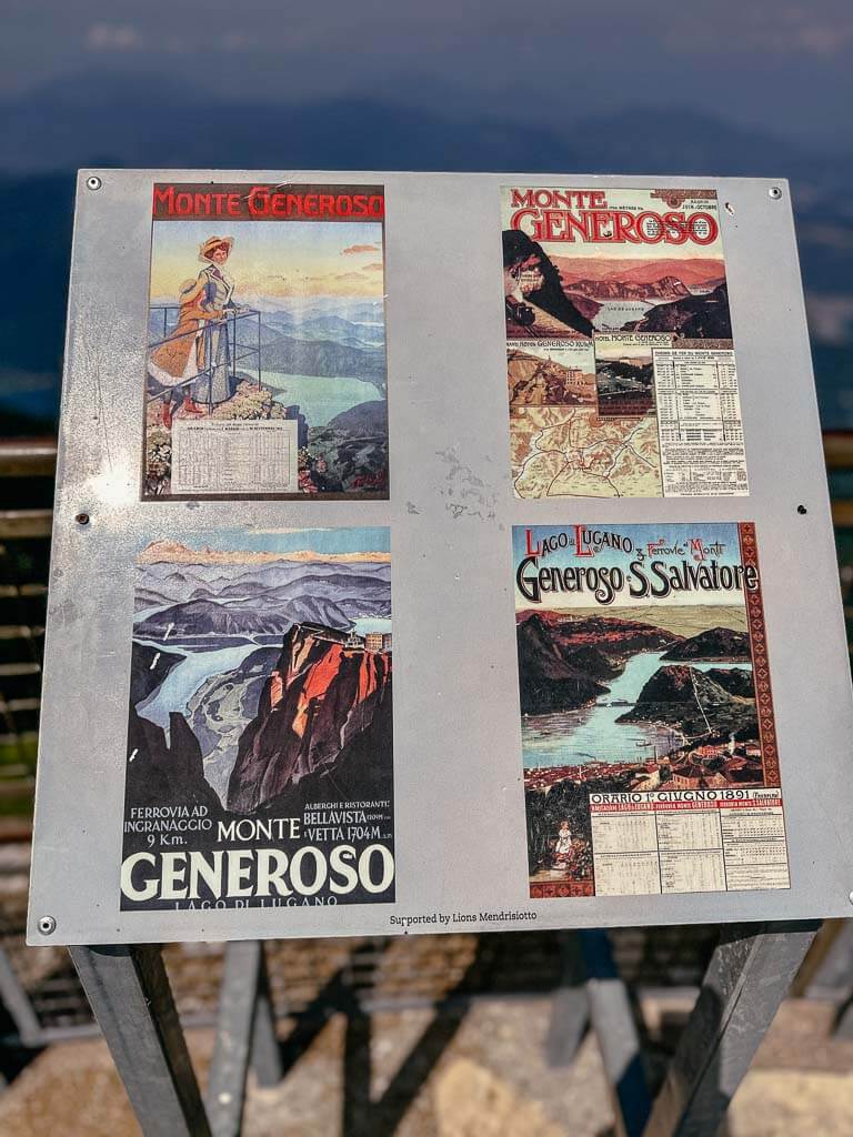 Schilder am Gipfel von Monte Generoso