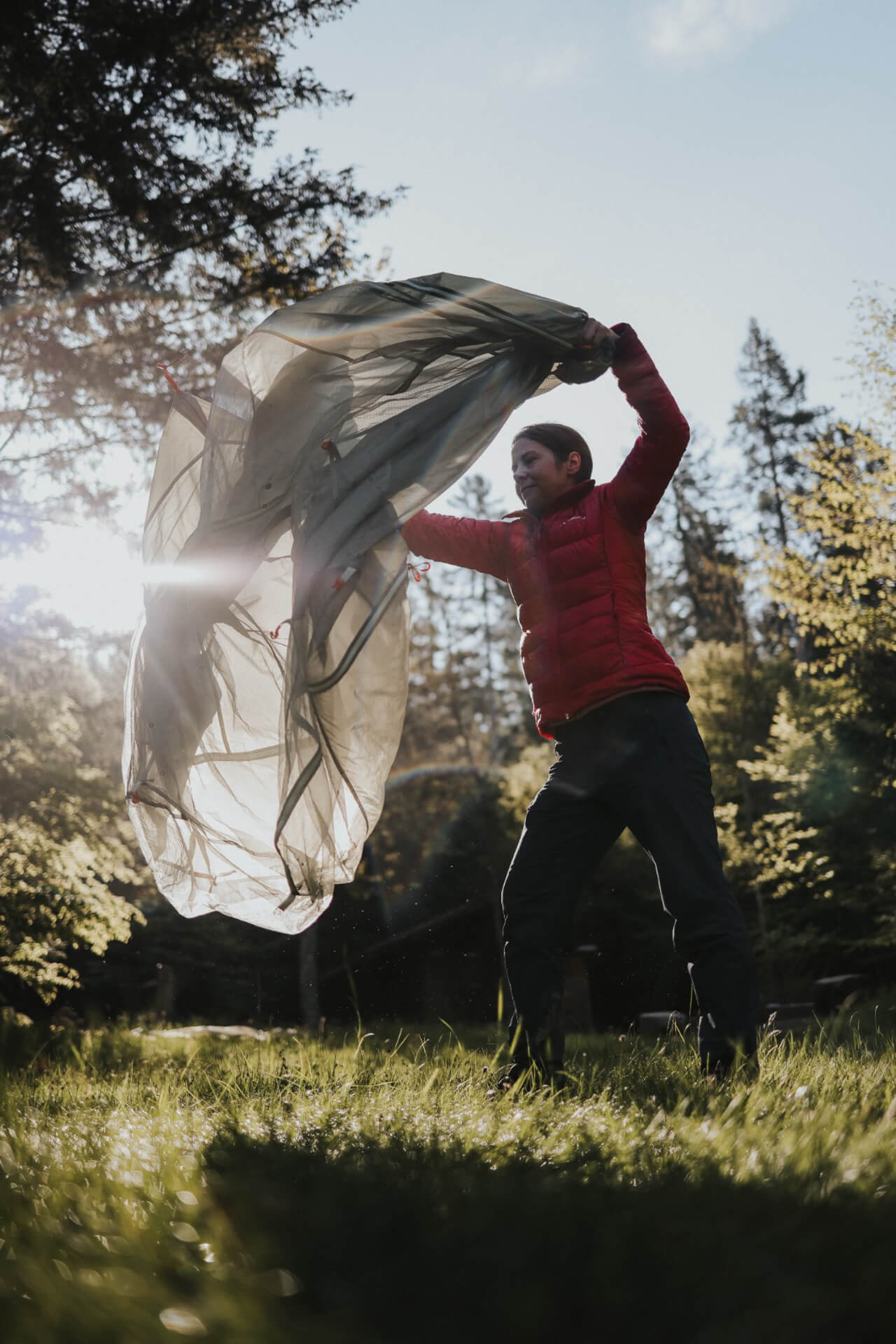 Trekking im Schwarzwald - Zelt trocknen im Trekkingcamp Windberg