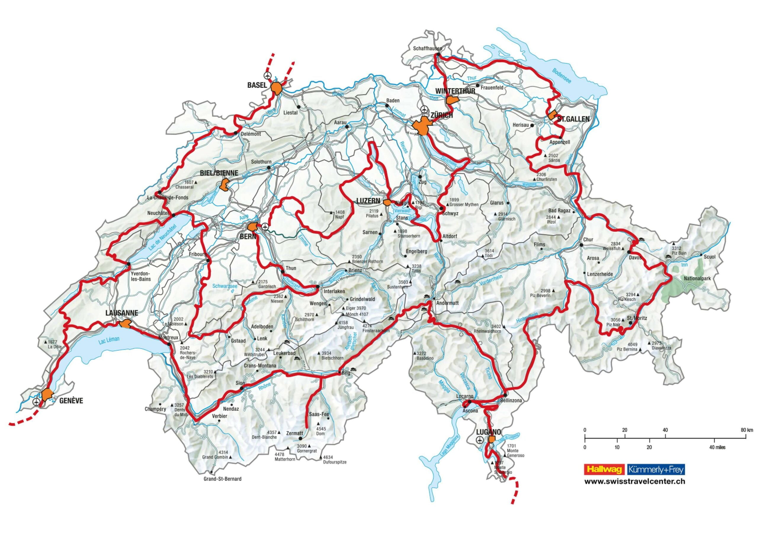 Karte und Verlauf der Grand Tour of Switzerland