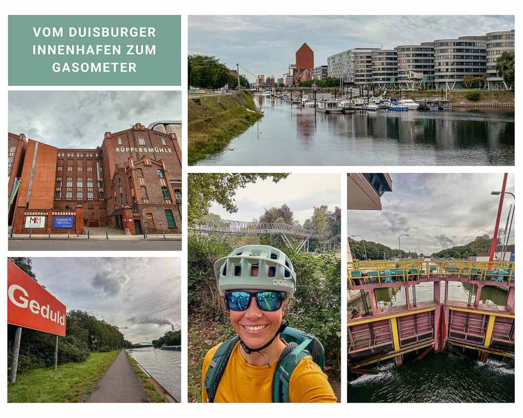 Radtour im Ruhrgebiet vom Innenhafen in Duisburg bis zum Gasometer in Oberhausen
