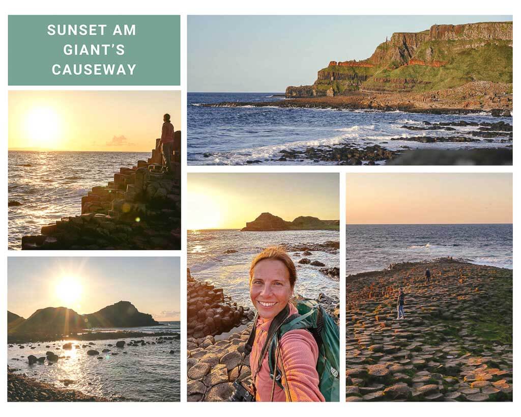 Sonnenuntergang am Giant's Causeway in Nordirland